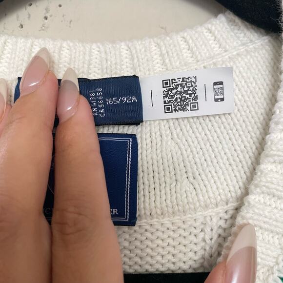 RALPH LAUREN POLO WIMBELDON APPLIQUÉD EMBROIDERED CABLE KNIT COTTON Sweater sz M - Picture 6 of 9